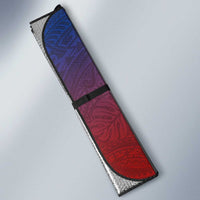 Hawaiian Manta Ray and Hammerhead Shark Tribal Tattoo Auto Sun Shade with Polynesian Tribal Pattern Hawaii Flag Color