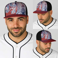 Hawaiian Manta Ray and Hammerhead Shark Tribal Tattoo Baseball Net Cap with Polynesian Tribal Pattern Hawaii Flag Color