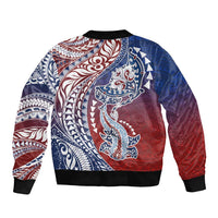 Hawaiian Manta Ray and Hammerhead Shark Tribal Tattoo Bomber Jacket with Polynesian Tribal Pattern Hawaii Flag Color LT03 - Polynesian Pride