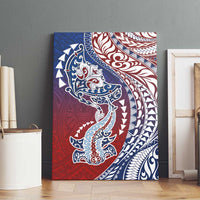 Hawaiian Manta Ray and Hammerhead Shark Tribal Tattoo Canvas Wall Art with Polynesian Tribal Pattern Hawaii Flag Color