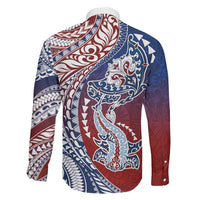 Hawaiian Manta Ray and Hammerhead Shark Tribal Tattoo Family Matching Mermaid Dress and Hawaiian Shirt with Polynesian Tribal Pattern Hawaii Flag Color LT03 - Polynesian Pride