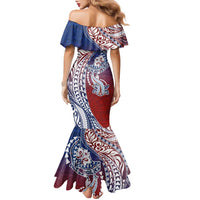 Hawaiian Manta Ray and Hammerhead Shark Tribal Tattoo Family Matching Mermaid Dress and Hawaiian Shirt with Polynesian Tribal Pattern Hawaii Flag Color LT03 - Polynesian Pride