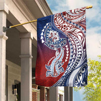 Hawaiian Manta Ray and Hammerhead Shark Tribal Tattoo Garden Flag with Polynesian Tribal Pattern Hawaii Flag Color