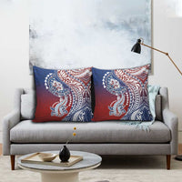 Hawaiian Manta Ray and Hammerhead Shark Tribal Tattoo Pillow Cover with Polynesian Tribal Pattern Hawaii Flag Color