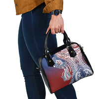 Hawaiian Manta Ray and Hammerhead Shark Tribal Tattoo Shoulder Handbag with Polynesian Tribal Pattern Hawaii Flag Color