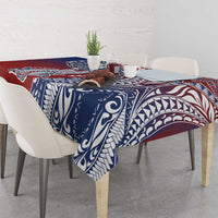 Hawaiian Manta Ray and Hammerhead Shark Tribal Tattoo Tablecloth with Polynesian Tribal Pattern Hawaii Flag Color LT03 - Polynesian Pride