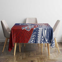 Hawaiian Manta Ray and Hammerhead Shark Tribal Tattoo Tablecloth with Polynesian Tribal Pattern Hawaii Flag Color LT03 - Polynesian Pride