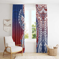 Hawaiian Manta Ray and Hammerhead Shark Tribal Tattoo Window Curtain with Polynesian Tribal Pattern Hawaii Flag Color