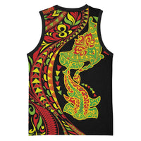 Hawaiian Manta Ray and Hammerhead Shark Tribal Tattoo Basketball Jersey with Polynesian Tribal Pattern Kanaka Maoli Flag Color