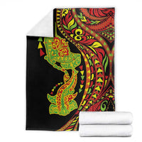 Hawaiian Manta Ray and Hammerhead Shark Tribal Tattoo Blanket with Polynesian Tribal Pattern Kanaka Maoli Flag Color