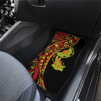 Hawaiian Manta Ray and Hammerhead Shark Tribal Tattoo Car Mats with Polynesian Tribal Pattern Kanaka Maoli Flag Color