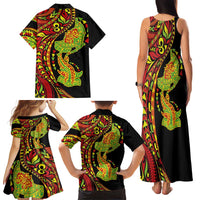 Hawaiian Manta Ray and Hammerhead Shark Tribal Tattoo Family Matching Tank Maxi Dress and Hawaiian Shirt with Polynesian Tribal Pattern Kanaka Maoli Flag Color LT03 - Polynesian Pride