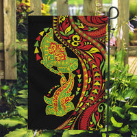 Hawaiian Manta Ray and Hammerhead Shark Tribal Tattoo Garden Flag with Polynesian Tribal Pattern Kanaka Maoli Flag Color