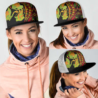 Hawaiian Manta Ray and Hammerhead Shark Tribal Tattoo Mesh Trucker Cap with Polynesian Tribal Pattern Kanaka Maoli Flag Color