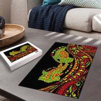 Hawaiian Manta Ray and Hammerhead Shark Tribal Tattoo Puzzle with Polynesian Tribal Pattern Kanaka Maoli Flag Color