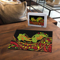 Hawaiian Manta Ray and Hammerhead Shark Tribal Tattoo Puzzle with Polynesian Tribal Pattern Kanaka Maoli Flag Color