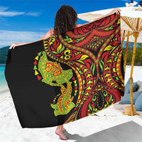 Hawaiian Manta Ray and Hammerhead Shark Tribal Tattoo Sarong with Polynesian Tribal Pattern Kanaka Maoli Flag Color