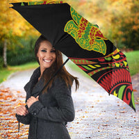 Hawaiian Manta Ray and Hammerhead Shark Tribal Tattoo Umbrella with Polynesian Tribal Pattern Kanaka Maoli Flag Color