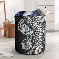 Hawaiian Manta Ray and Hammerhead Shark Tribal Tattoo Laundry Basket with Polynesian Tribal Pattern Black-White Color LT03 Multicolor - Polynesian Pride