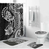 Hawaiian Manta Ray and Hammerhead Shark Tribal Tattoo Bathroom Set with Polynesian Tribal Pattern Black-White Color LT03 Bathroom Set (4 pcs) Multicolor - Polynesian Pride