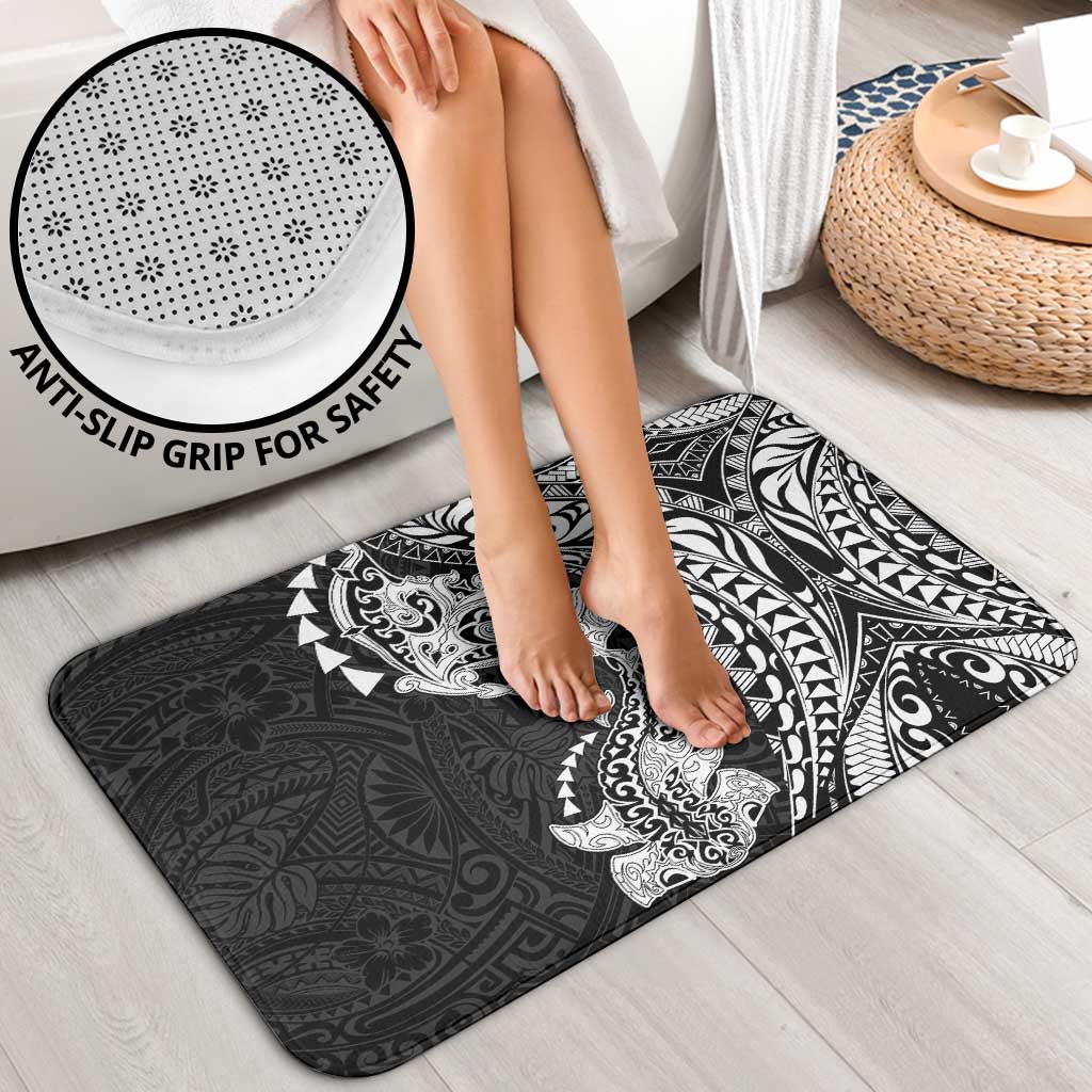 Hawaiian Manta Ray and Hammerhead Shark Tribal Tattoo Bathroom Set with Polynesian Tribal Pattern Black-White Color LT03 - Polynesian Pride