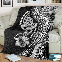 Hawaiian Manta Ray and Hammerhead Shark Tribal Tattoo Blanket with Polynesian Tribal Pattern Black-White Color LT03 - Polynesian Pride