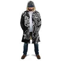 Hawaiian Manta Ray and Hammerhead Shark Tribal Tattoo Cloak with Polynesian Tribal Pattern Black-White Color LT03 - Polynesian Pride