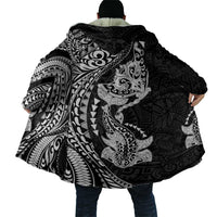 Hawaiian Manta Ray and Hammerhead Shark Tribal Tattoo Cloak with Polynesian Tribal Pattern Black-White Color LT03 - Polynesian Pride