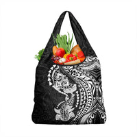 Hawaiian Manta Ray and Hammerhead Shark Tribal Tattoo Grocery Bag with Polynesian Tribal Pattern Black-White Color LT03 1-pack One Size Multicolor - Polynesian Pride