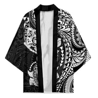Hawaiian Manta Ray and Hammerhead Shark Tribal Tattoo Kimono with Polynesian Tribal Pattern Black-White Color LT03 Unisex Multicolor - Polynesian Pride