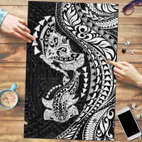 Hawaiian Manta Ray and Hammerhead Shark Tribal Tattoo Puzzle with Polynesian Tribal Pattern Black-White Color LT03 Multicolor - Polynesian Pride