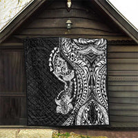 Hawaiian Manta Ray and Hammerhead Shark Tribal Tattoo Quilt with Polynesian Tribal Pattern Black-White Color LT03 - Polynesian Pride