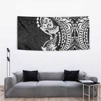 Hawaiian Manta Ray and Hammerhead Shark Tribal Tattoo Tapestry with Polynesian Tribal Pattern Black-White Color LT03 - Polynesian Pride
