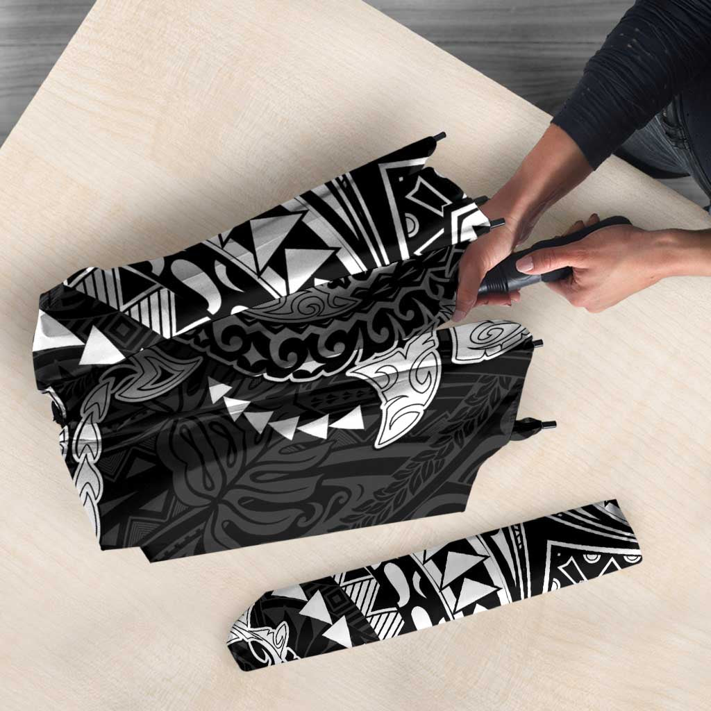 Hawaiian Manta Ray and Hammerhead Shark Tribal Tattoo Umbrella with Polynesian Tribal Pattern Black-White Color LT03 - Polynesian Pride