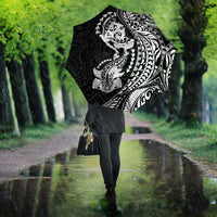 Hawaiian Manta Ray and Hammerhead Shark Tribal Tattoo Umbrella with Polynesian Tribal Pattern Black-White Color LT03 - Polynesian Pride