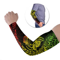 Hawaiian Manta Ray and Hammerhead Shark Tribal Tattoo Arm Sleeves with Polynesian Tribal Pattern Reggae Style