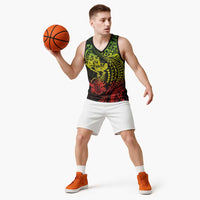 Hawaiian Manta Ray and Hammerhead Shark Tribal Tattoo Basketball Jersey with Polynesian Tribal Pattern Reggae Style LT03 - Polynesian Pride