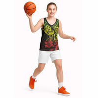 Hawaiian Manta Ray and Hammerhead Shark Tribal Tattoo Basketball Jersey with Polynesian Tribal Pattern Reggae Style LT03 - Polynesian Pride