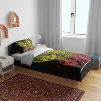 Hawaiian Manta Ray and Hammerhead Shark Tribal Tattoo Bedding Set with Polynesian Tribal Pattern Reggae Style