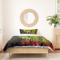 Hawaiian Manta Ray and Hammerhead Shark Tribal Tattoo Bedding Set with Polynesian Tribal Pattern Reggae Style