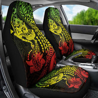 Hawaiian Manta Ray and Hammerhead Shark Tribal Tattoo Car Seat Cover with Polynesian Tribal Pattern Reggae Style