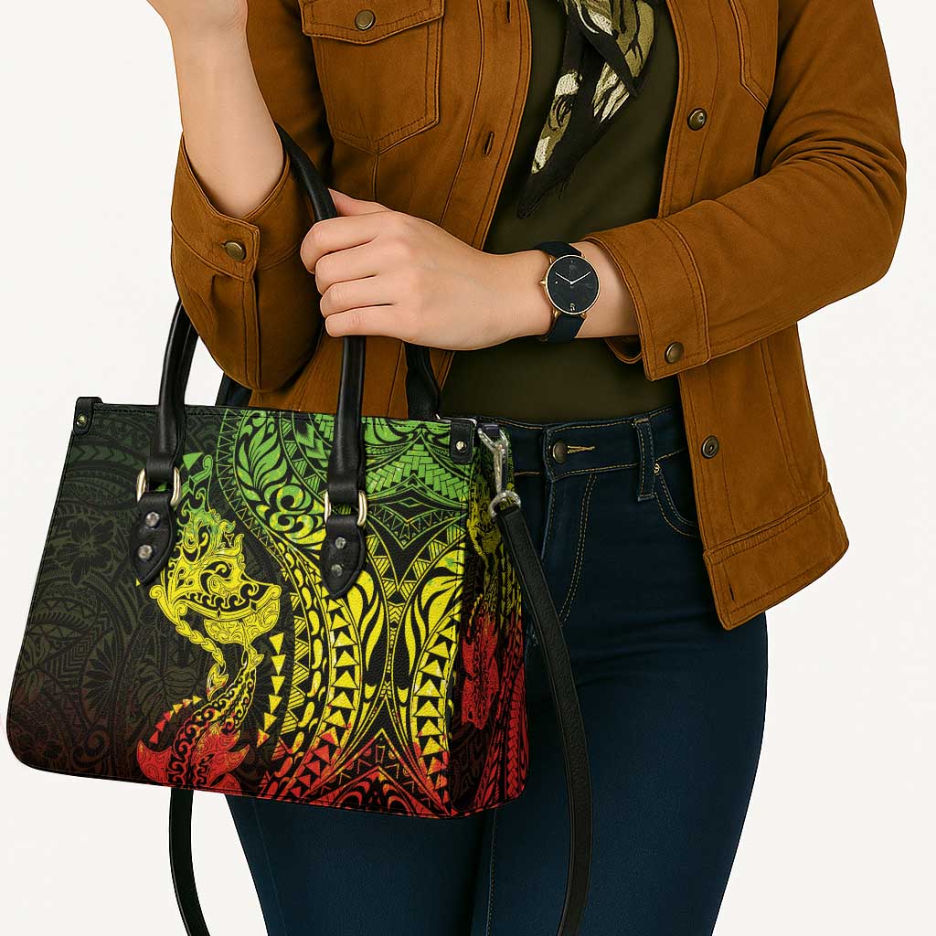 Hawaiian Manta Ray and Hammerhead Shark Tribal Tattoo Leather Bag with Polynesian Tribal Pattern Reggae Style LT03 - Polynesian Pride