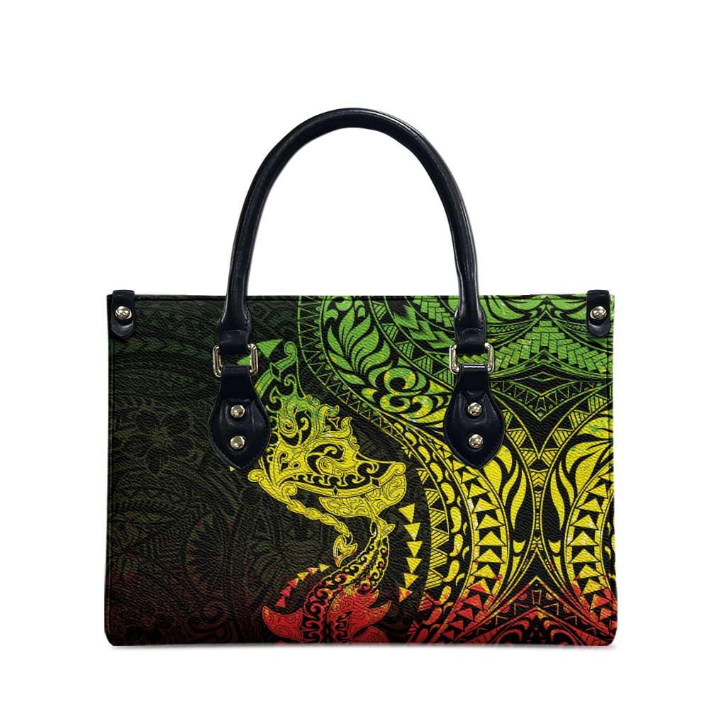Hawaiian Manta Ray and Hammerhead Shark Tribal Tattoo Leather Bag with Polynesian Tribal Pattern Reggae Style LT03 - Polynesian Pride