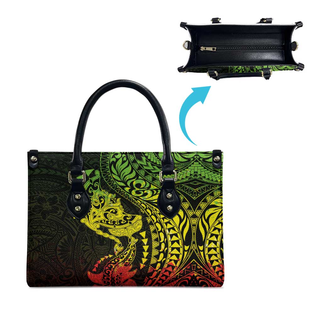 Hawaiian Manta Ray and Hammerhead Shark Tribal Tattoo Leather Bag with Polynesian Tribal Pattern Reggae Style LT03 - Polynesian Pride
