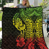 Hawaiian Manta Ray and Hammerhead Shark Tribal Tattoo Quilt with Polynesian Tribal Pattern Reggae Style LT03 Multicolor - Polynesian Pride