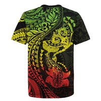 Hawaiian Manta Ray and Hammerhead Shark Tribal Tattoo Rugby Jersey with Polynesian Tribal Pattern Reggae Style LT03 - Polynesian Pride
