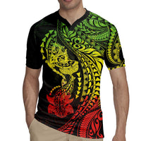 Hawaiian Manta Ray and Hammerhead Shark Tribal Tattoo Rugby Jersey with Polynesian Tribal Pattern Reggae Style LT03 - Polynesian Pride