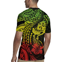 Hawaiian Manta Ray and Hammerhead Shark Tribal Tattoo Rugby Jersey with Polynesian Tribal Pattern Reggae Style LT03 - Polynesian Pride