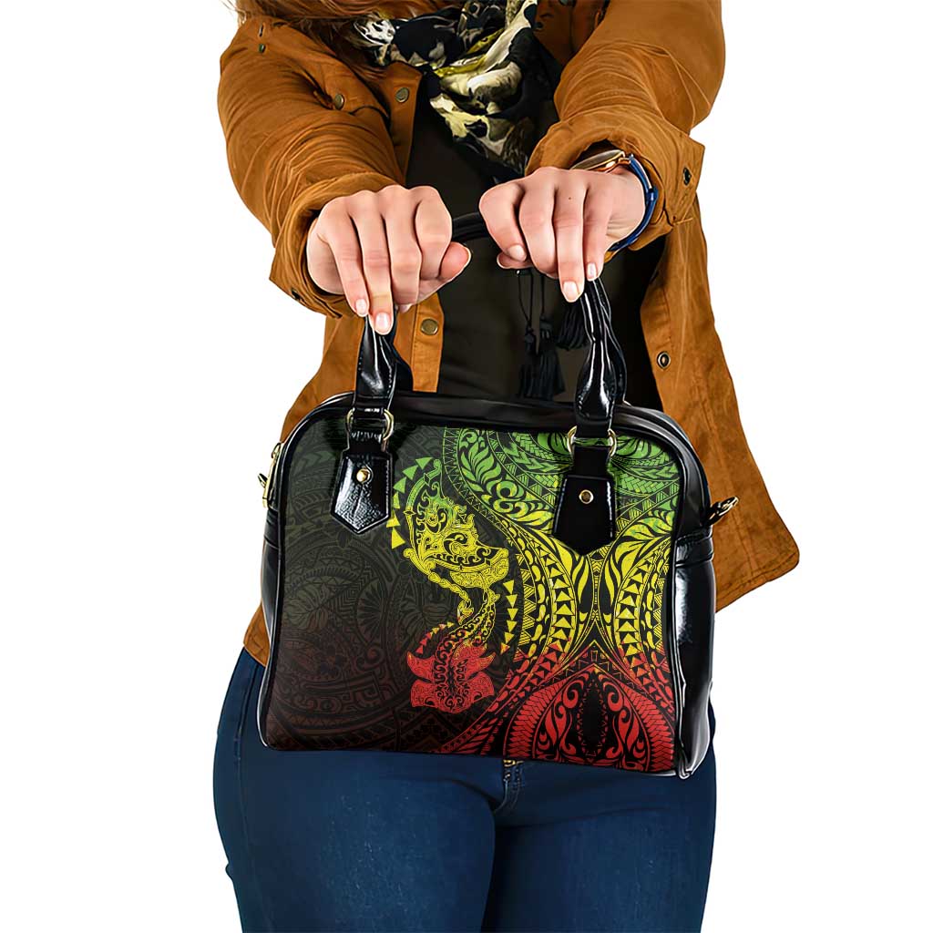 Hawaiian Manta Ray and Hammerhead Shark Tribal Tattoo Shoulder Handbag with Polynesian Tribal Pattern Reggae Style LT03 One Size Multicolor - Polynesian Pride