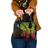 Hawaiian Manta Ray and Hammerhead Shark Tribal Tattoo Shoulder Handbag with Polynesian Tribal Pattern Reggae Style LT03 One Size Multicolor - Polynesian Pride